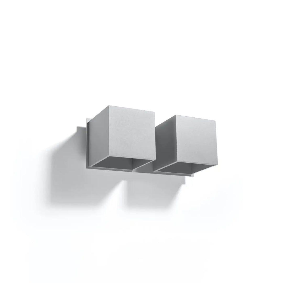 Kinkiet quad gris en bois naturel avec deux cubes modernes minimalistes lampe murale design contemporain