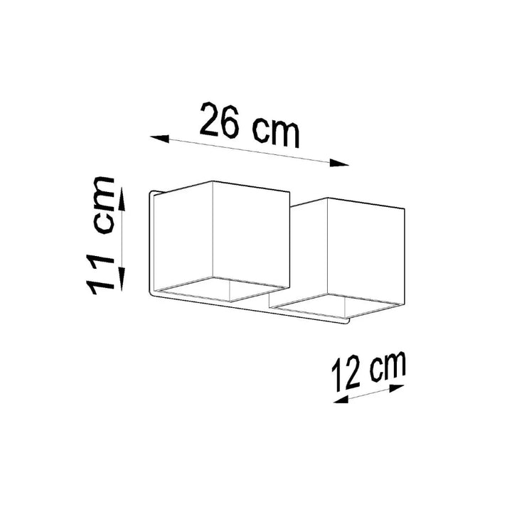 Minimalist kinkiet quad gris en bois naturel avec deux cubes muraux précision des dimensions