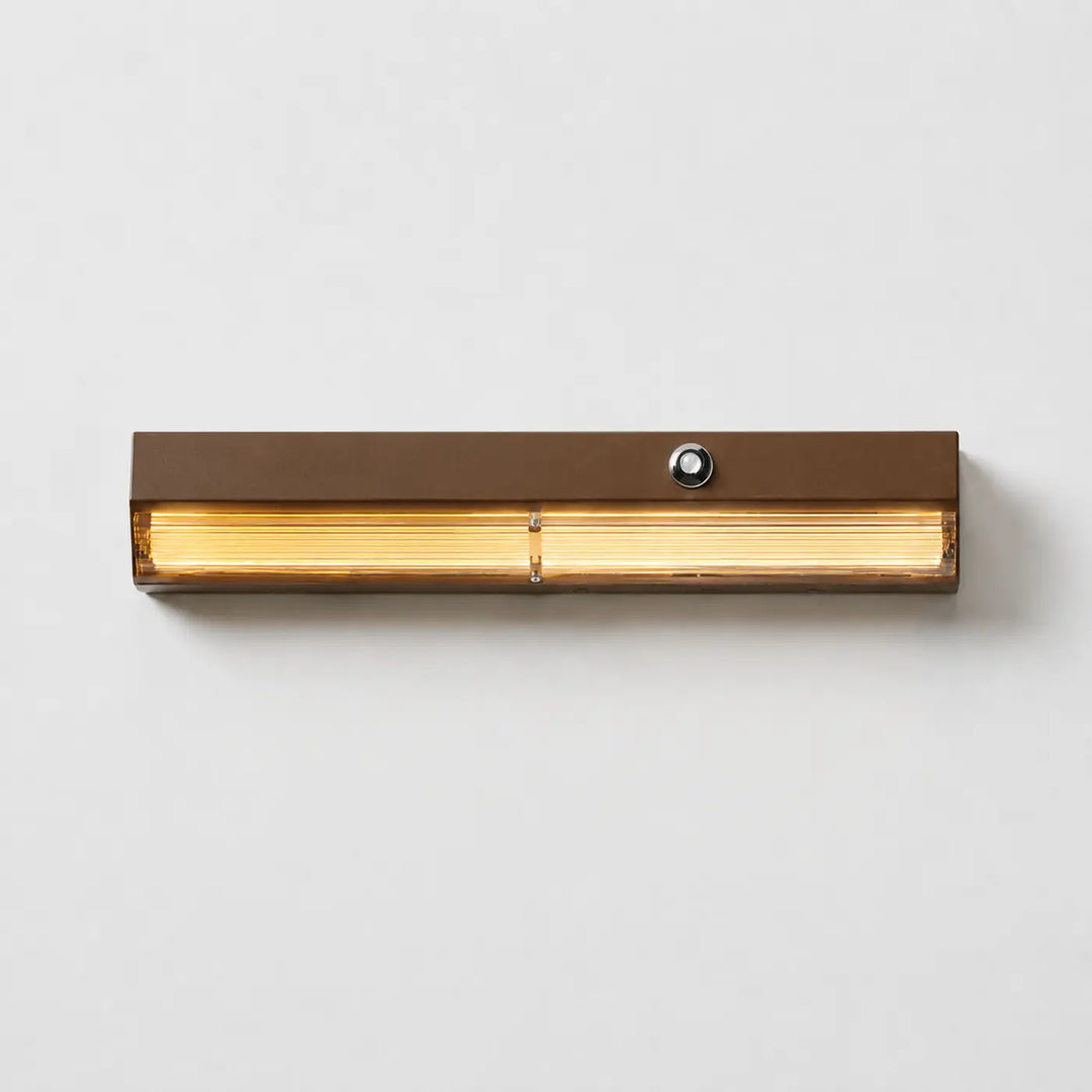 Applique murale élégante alana en métal marron avec bande led ambre chauffante et capteur circulaire intégré