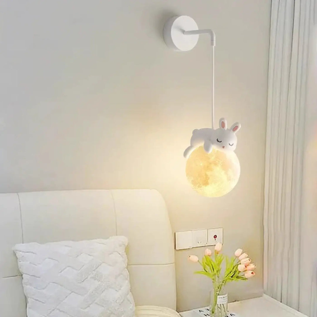 Applique murale enfant ours avec boule lumineuse blanc