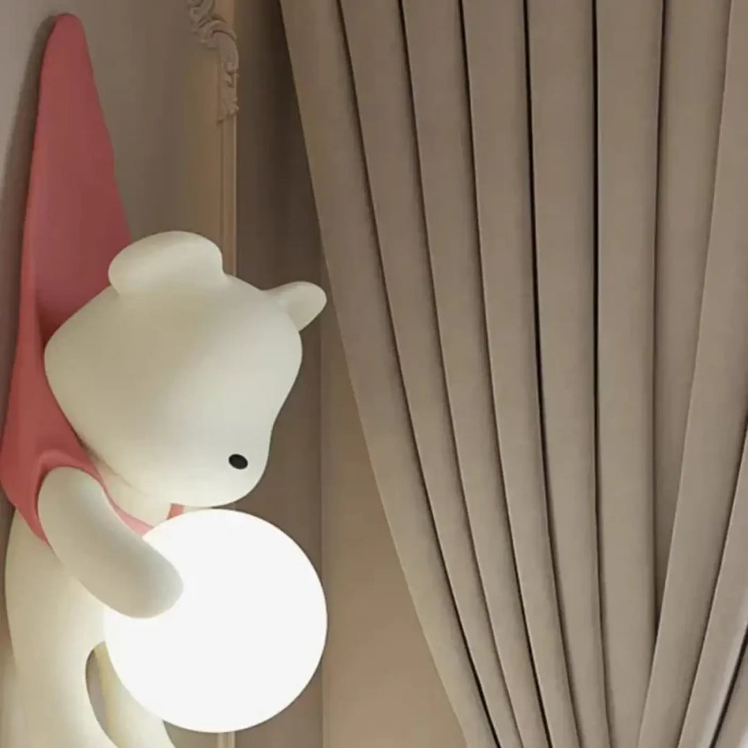 Applique murale enfant ourson design avec boule lumineuse led

