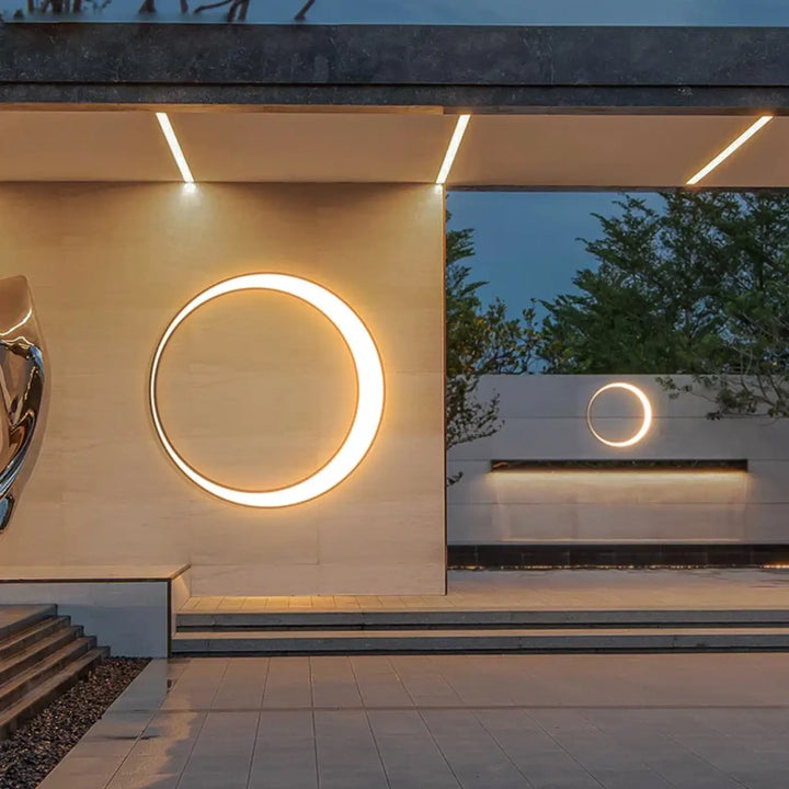 Applique Murale Extérieure Eclipse De Lune Design Blanc