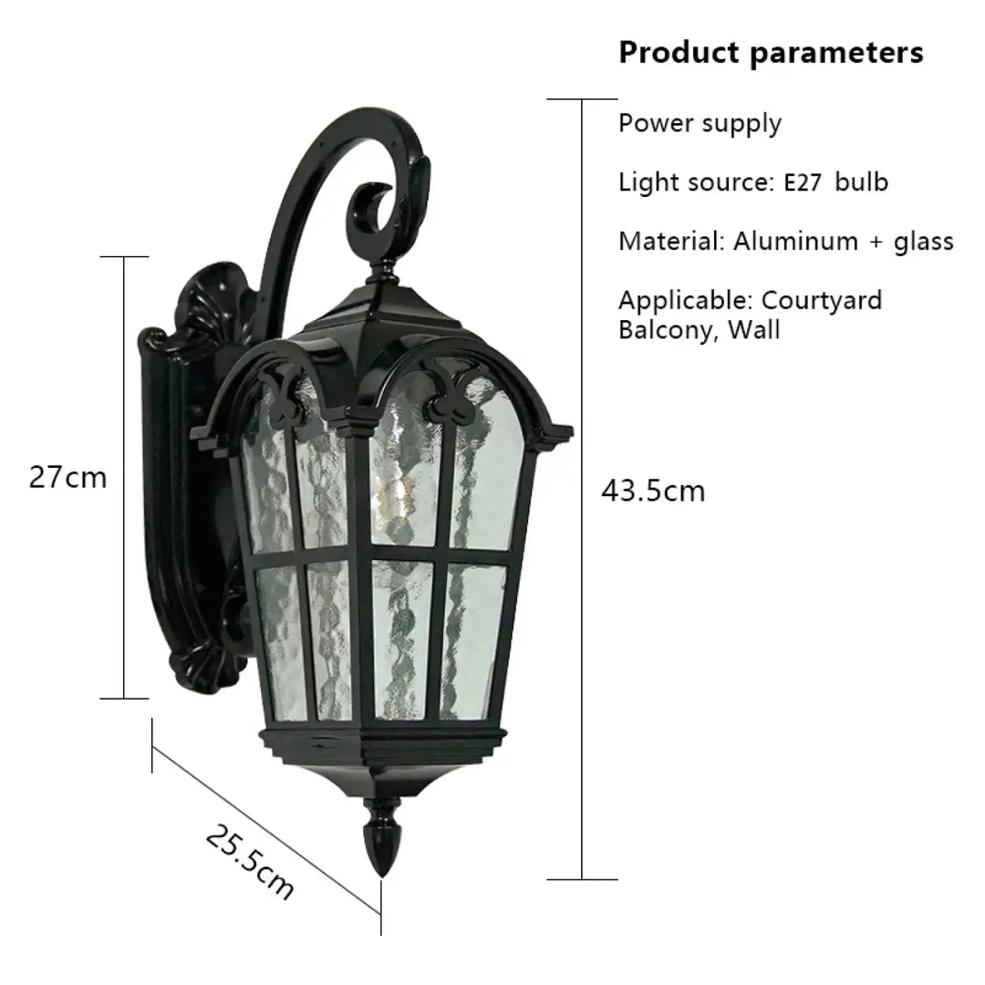 Applique extérieure lanterne vintage bronze noir élégant