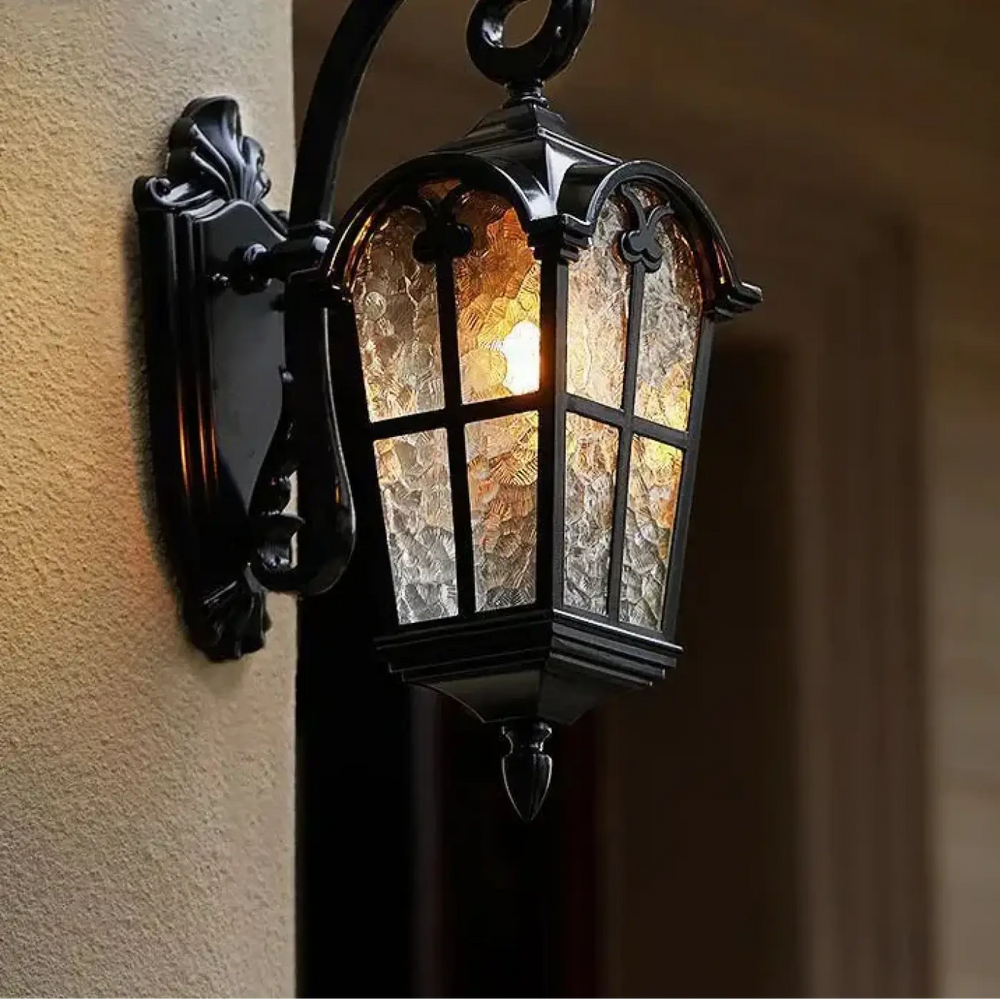 Applique extérieure lanterne vintage bronze noir élégant