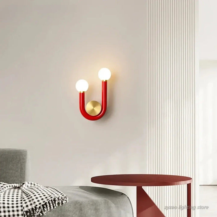 Applique murale en forme de U de couleur bleu, rose ou rouge

