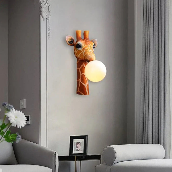 Applique murale girafe marbella orange et marron avec lumière sphérique lumineuse pour décoration murale intérieure