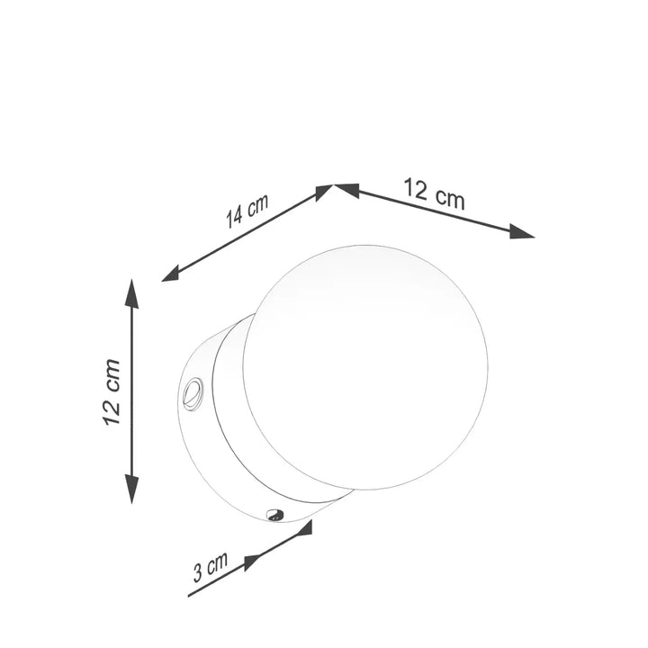 Applique murale yoli avec boîtier sphérique blanc d’une élégance minimaliste, hauteur et diamètre 12 cm