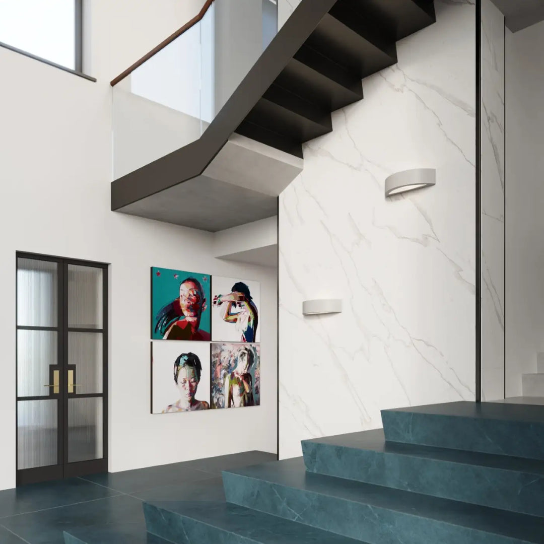 Applique murale atena gris en métal céramique atena avec corps cylindrique minimaliste et belle lumière intégrée