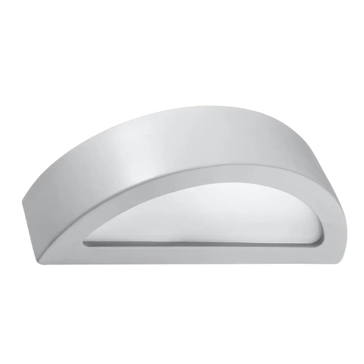 Applique murale atena gris en céramique avec design minimaliste et courbé offrant une belle lumière moderne