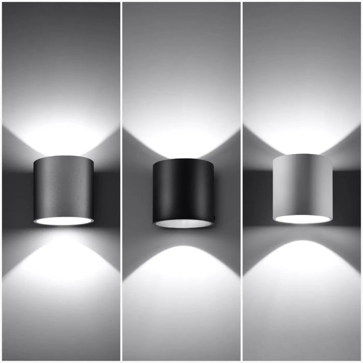 Applique murale kinkiet orbis 1 gris en bois naturel avec finition noire mate design cylindrique moderne minimaliste