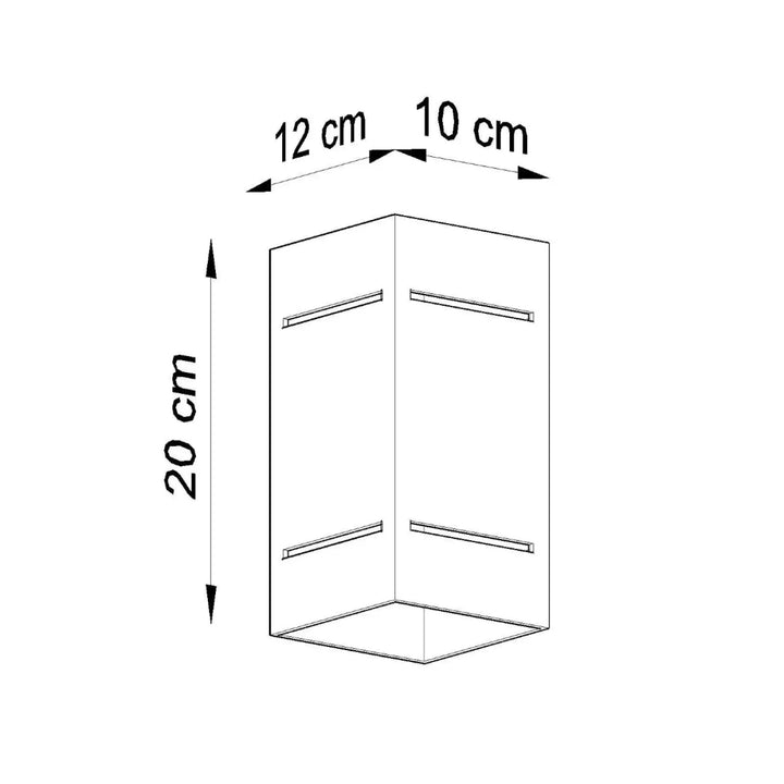 Applique murale blocco gris minimaliste avec perforation linéaire et spectacle lumineux dimensions 20x12x10 cm