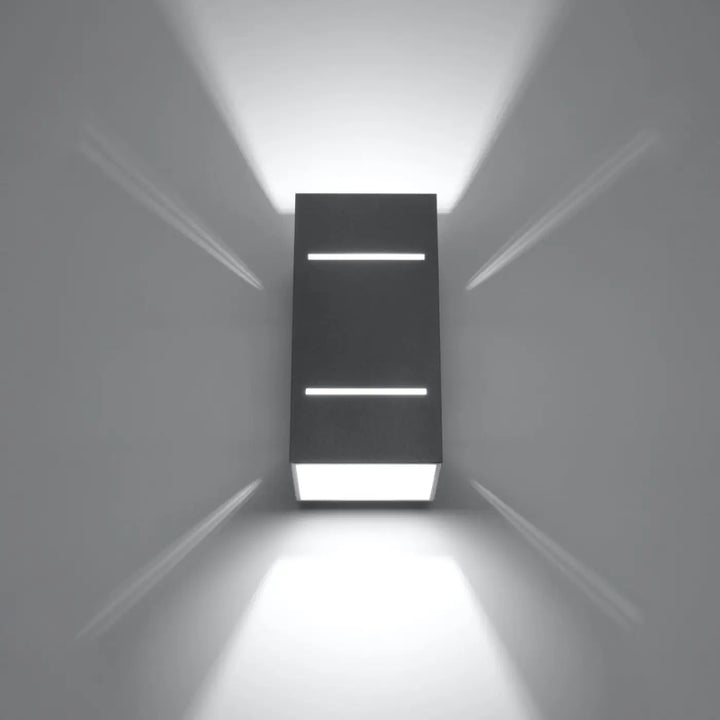 Applique blocco gris en métal moderne avec perforation linéaire et spectacle lumineux à base illuminée