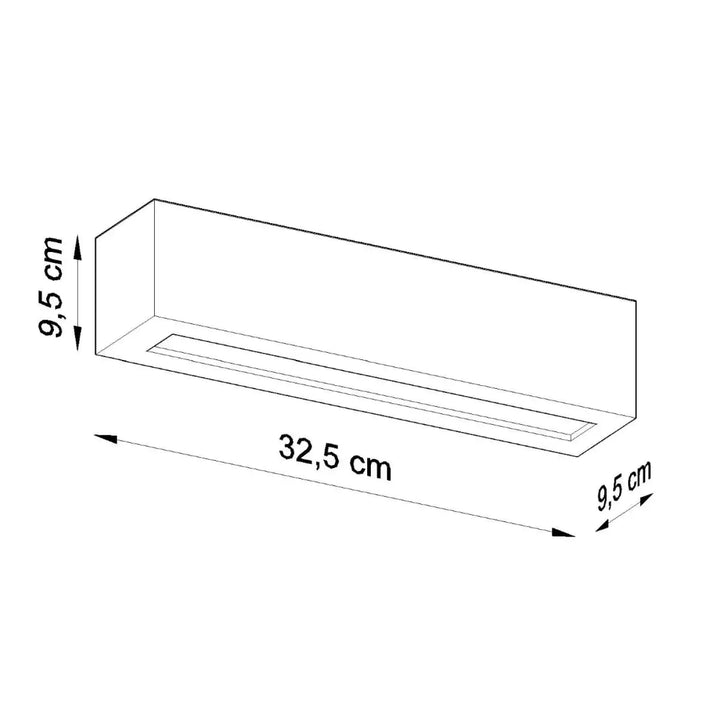 Applique murale en céramique vega gris avec led encastrée minimaliste 32,5 x 9,5 cm céramique moderne