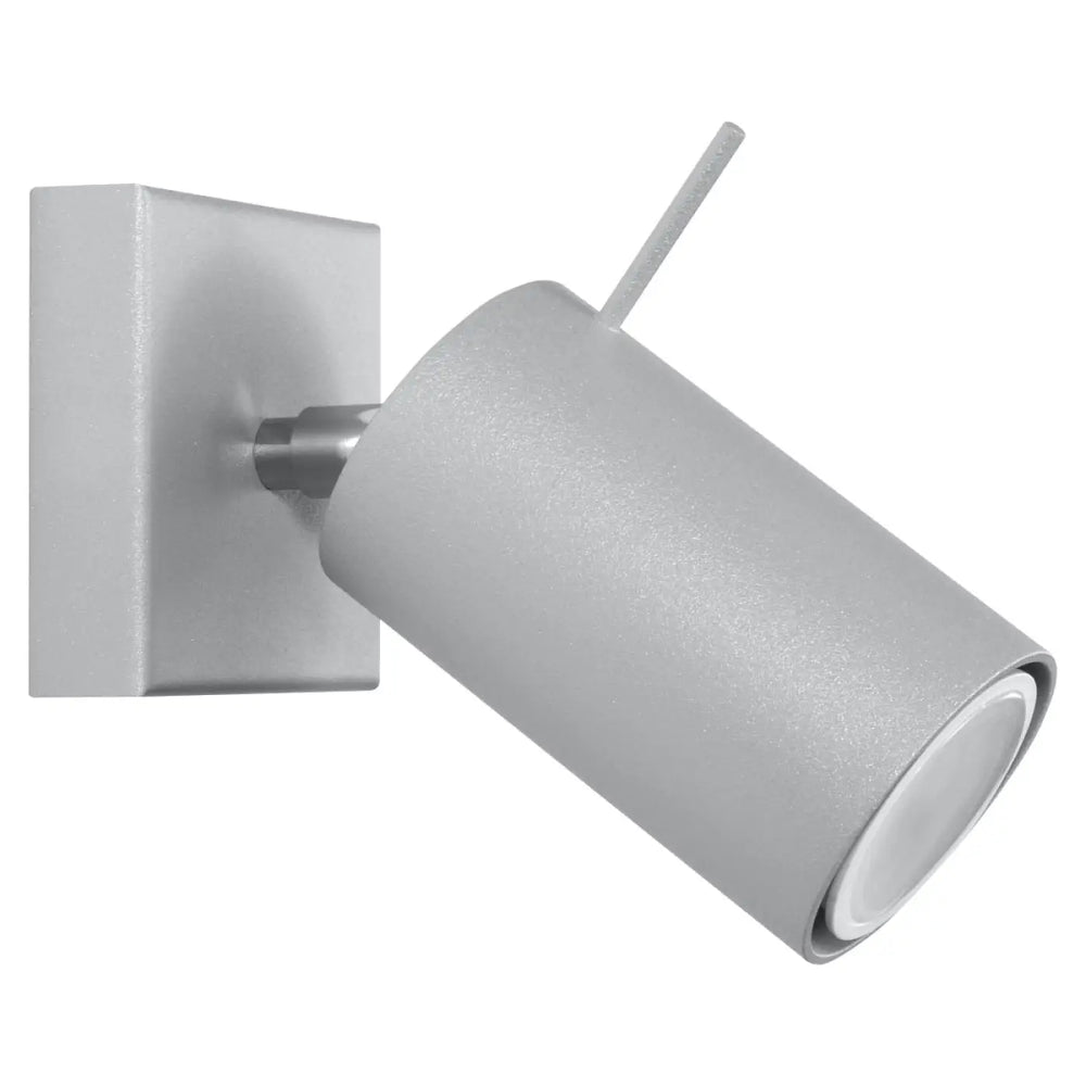 Applique murale ring 1 gris en métal avec spot cylindre à bras ajustable pour totale liberté daménagement et confort dutilisation