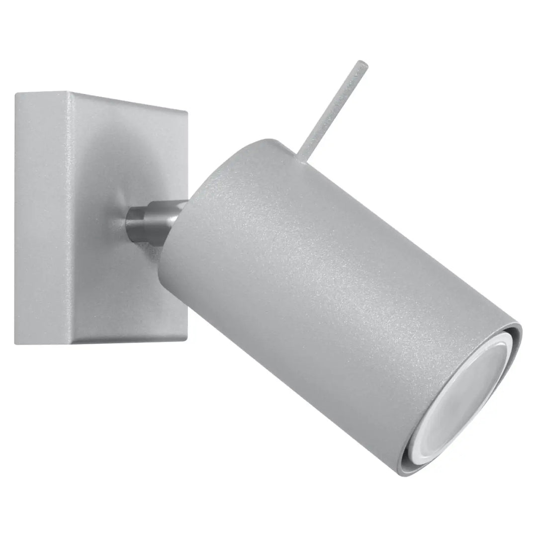 Applique murale ring 1 gris en métal avec spot cylindre à bras ajustable pour totale liberté daménagement et confort dutilisation