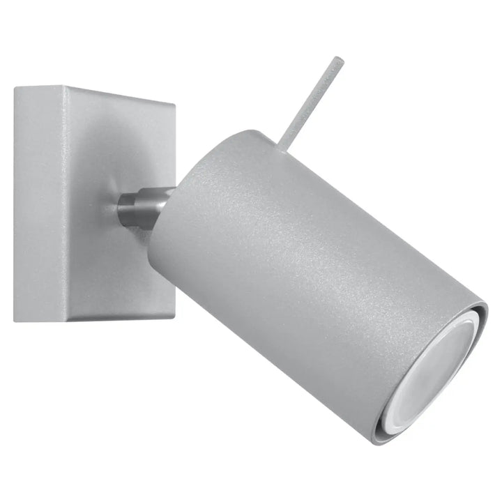 Applique murale ring 1 gris en métal avec spot cylindre à bras ajustable pour totale liberté daménagement et confort dutilisation