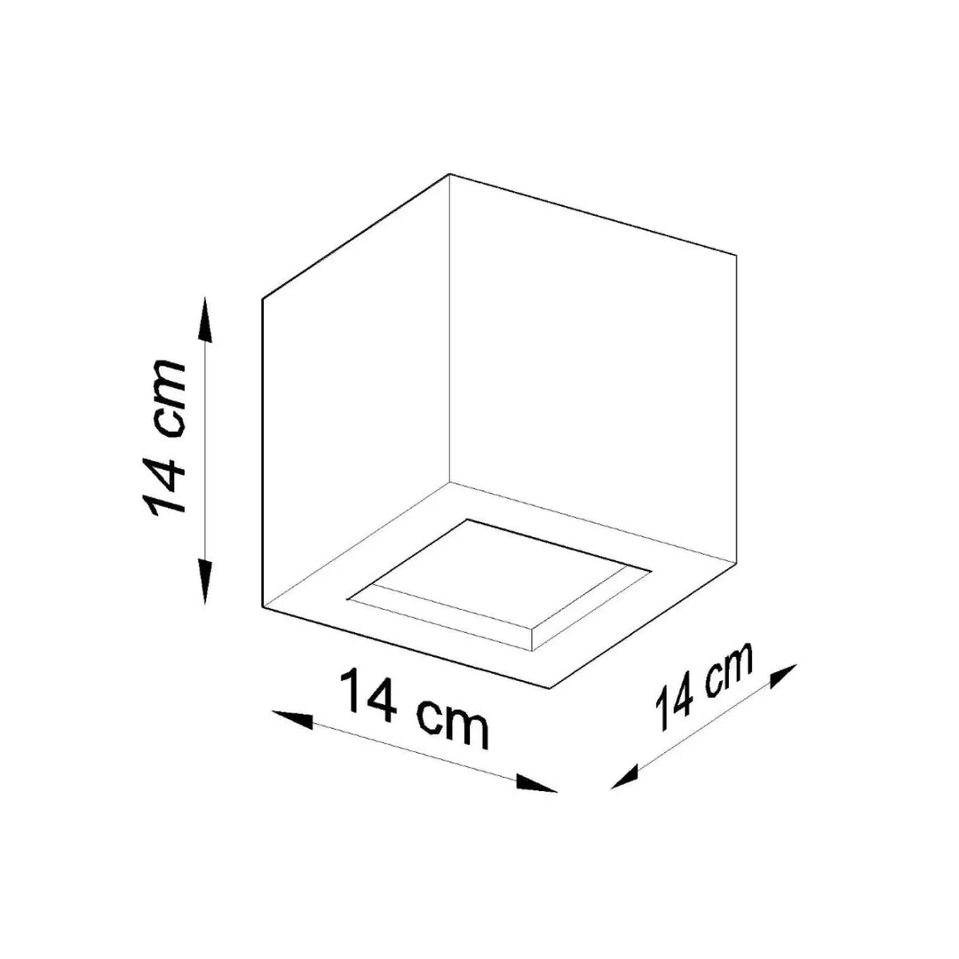 Applique murale moderne en céramique leo gris avec jardinière cubique 14 cm et base carrée encastrée pour belle lumière