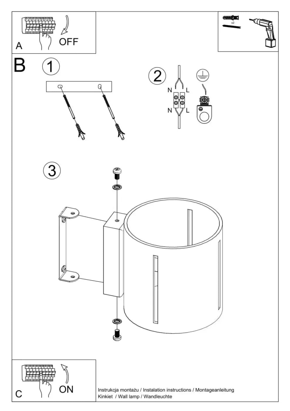 Schéma d'installation du luminaire