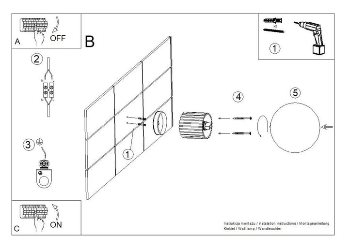 Applique murale lampe halo avec sphère laiteuse off-white pour bureau décorative sur surface carrelée ou bois
