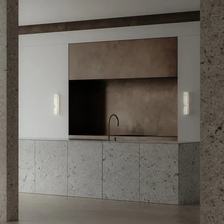 Applique murale haut de gamme blanche à l'imprimé en marbre

