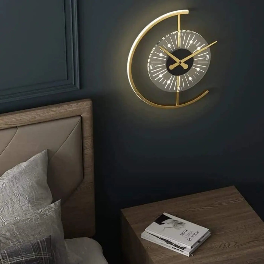 Applique Murale Horloge En Aluminium Noir Ou Or