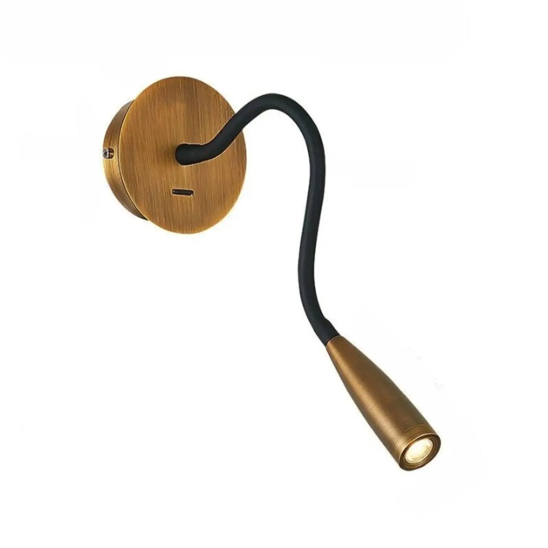 Applique murale cobra en laiton avec col de cygne noir flexible et tête de lumière ajustable pour lampe de lecture
