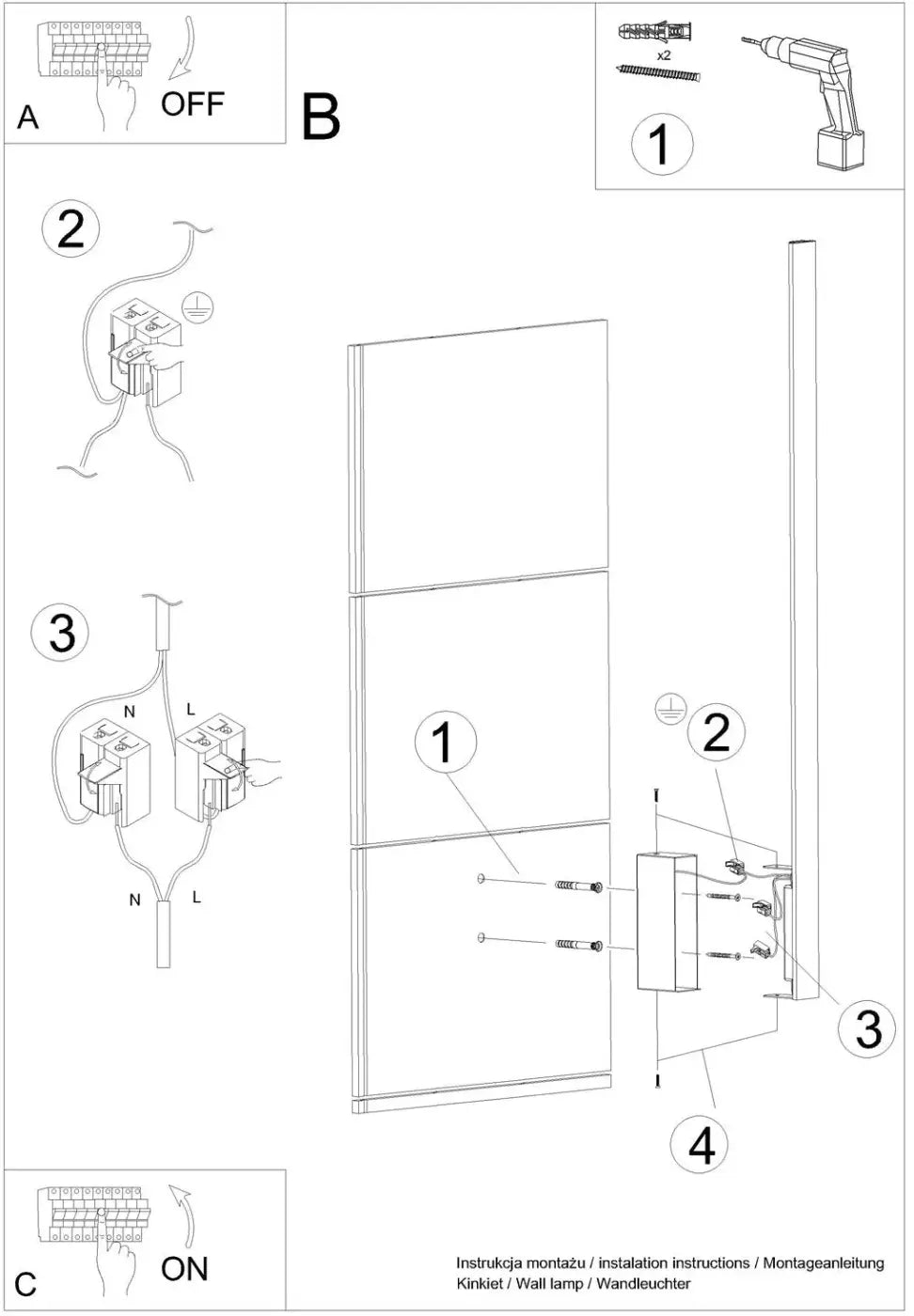 LAHTI M wall light, white 4000K