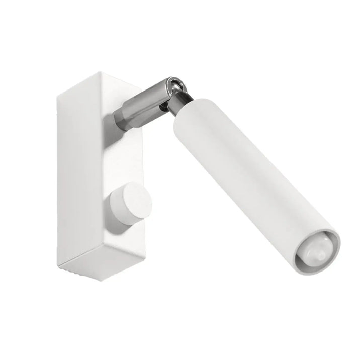 Applique murale moderne blanc avec faisceau eyetech et joint chromé style industriel pour un éclairage ajustable