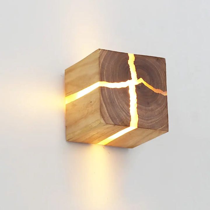 Applique Murale LED En Bois Fissuré Style Naturel Contemporain
