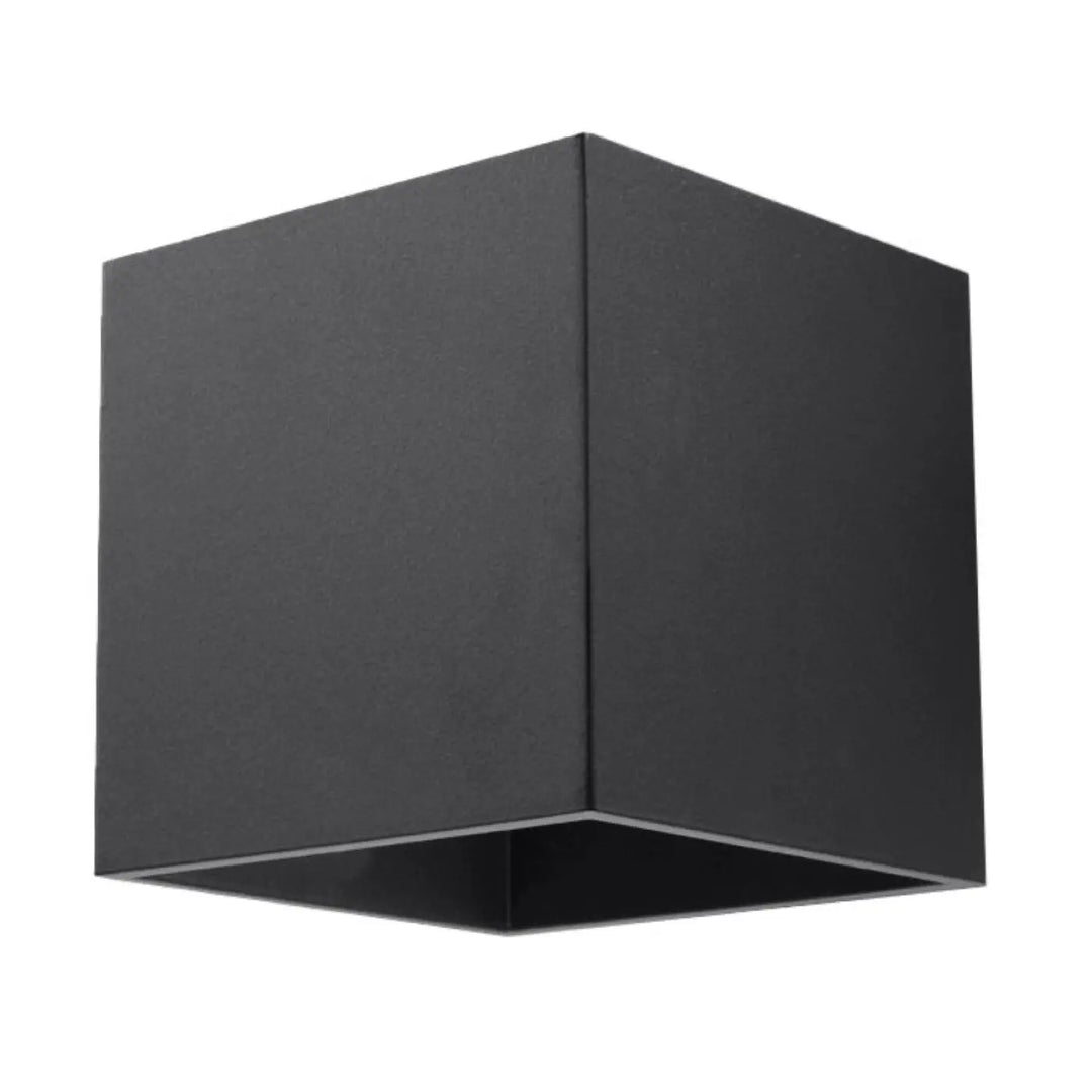 Applique murale quad 1 noir en bois naturel avec finition mate noire cube pour éclairage extérieur kinkiet quad