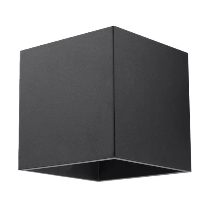 Applique murale quad 1 noir en bois naturel avec finition mate noire cube pour éclairage extérieur kinkiet quad