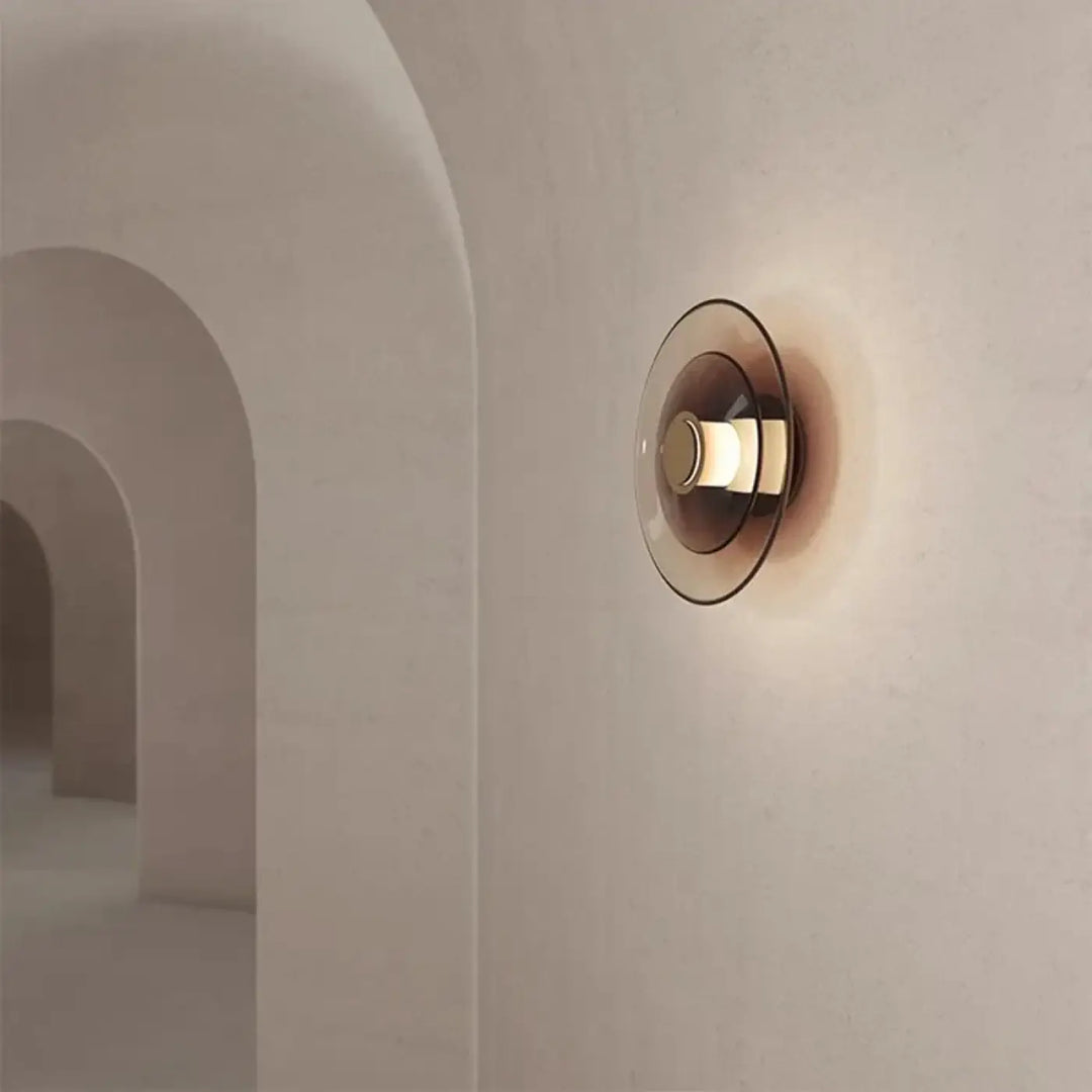 Applique murale led design circulaire noir et verre élégante moderne
