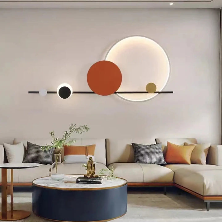 Applique Murale LED Au Design Original Avec Des Cercles Suspendus
