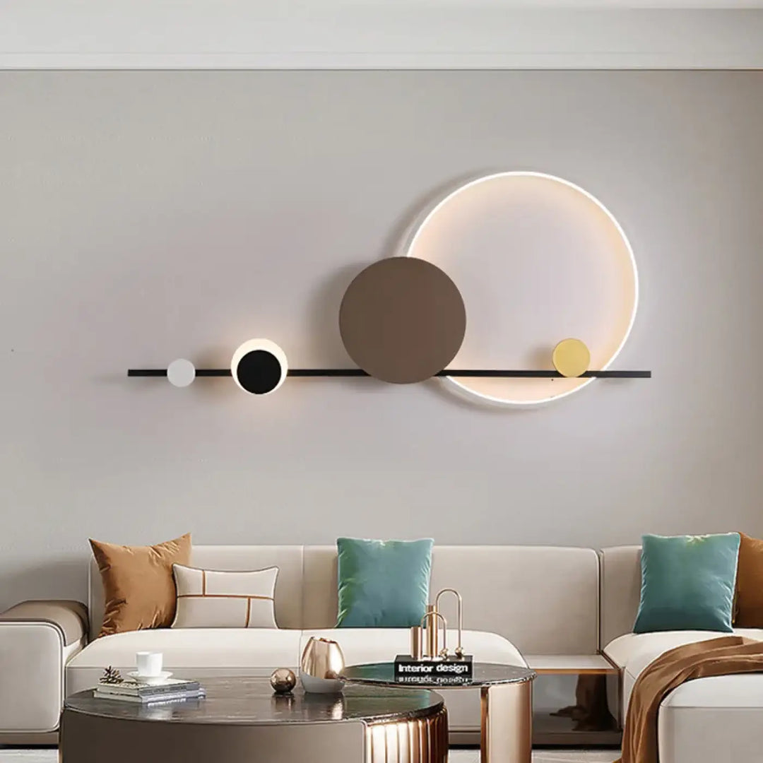 Applique Murale LED Au Design Original Avec Des Cercles Suspendus