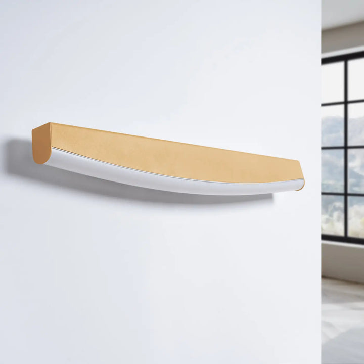 Applique murale JORUN or finition or luminaire à led avec design courbé et couleurs d’éclairage 3000K intégrées