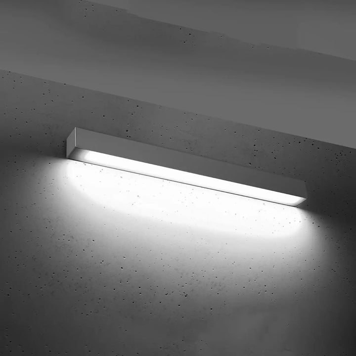 Applique murale collection pinne rectangulaire en métal gris avec module led 4000k et paramètres d’éclairage minimalistes