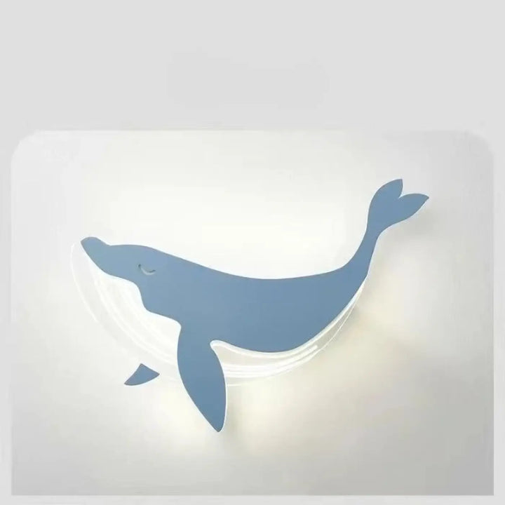 Applique murale en forme de baleine bleue avec lumière tamisée murale led ludique au design minimaliste