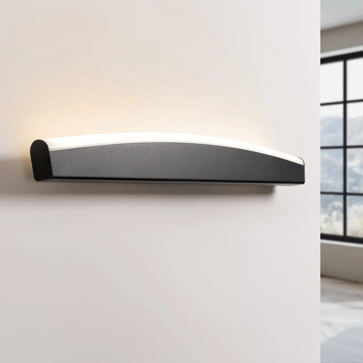 Applique murale jorun 3000k noir luminaire à led avec design courbé et couleurs d’éclairage blanc chaud intégré