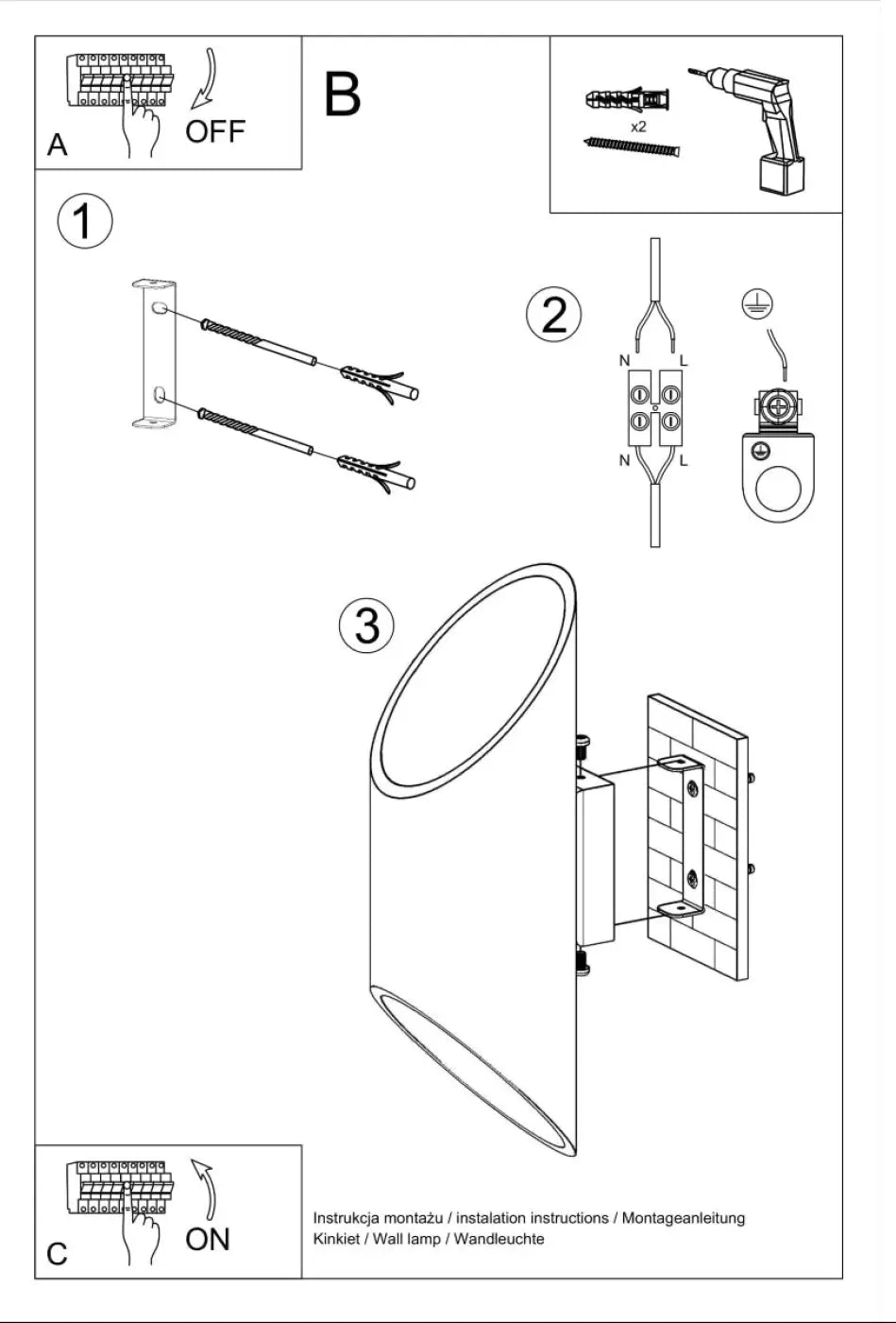 Schéma d'installation du luminaire
