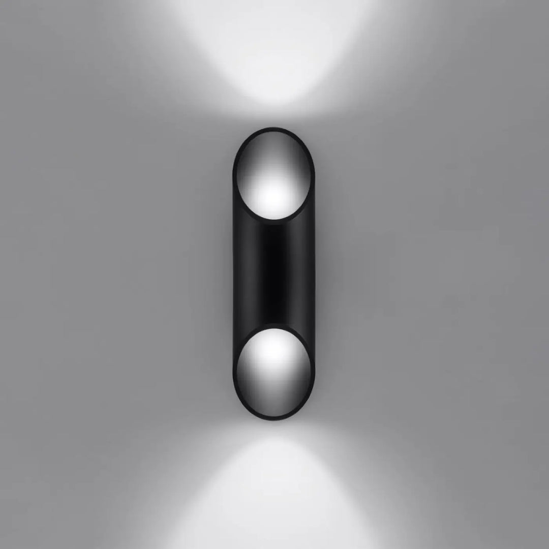 Applique murale penne 30 noir avec double cercle et l’ampoule led, version classique et élégante pour éclairage mural