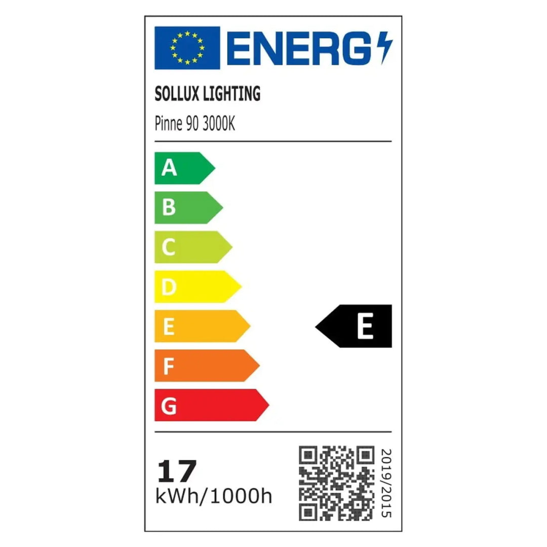 Applique murale pinne 90 3000k noir avec étiquette énergétique noire e et paramètres d’éclairage efficaces collection pinne différentes tailles