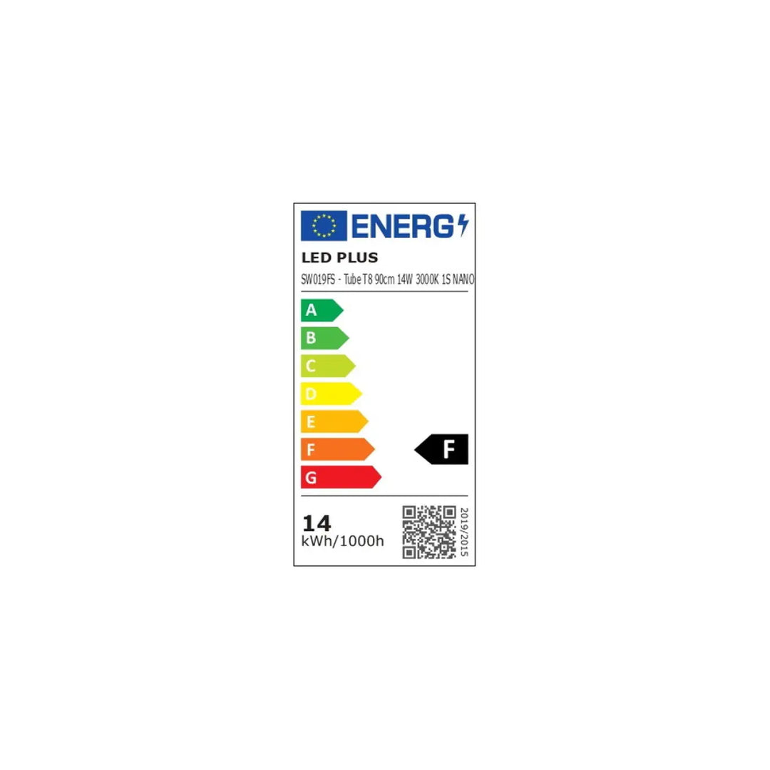 Étiquette énergique blanche rectangulaire pour tube lumière led plus modèle sw019ts dans la collection lampes valo noir pour l’ambiance d’un loft