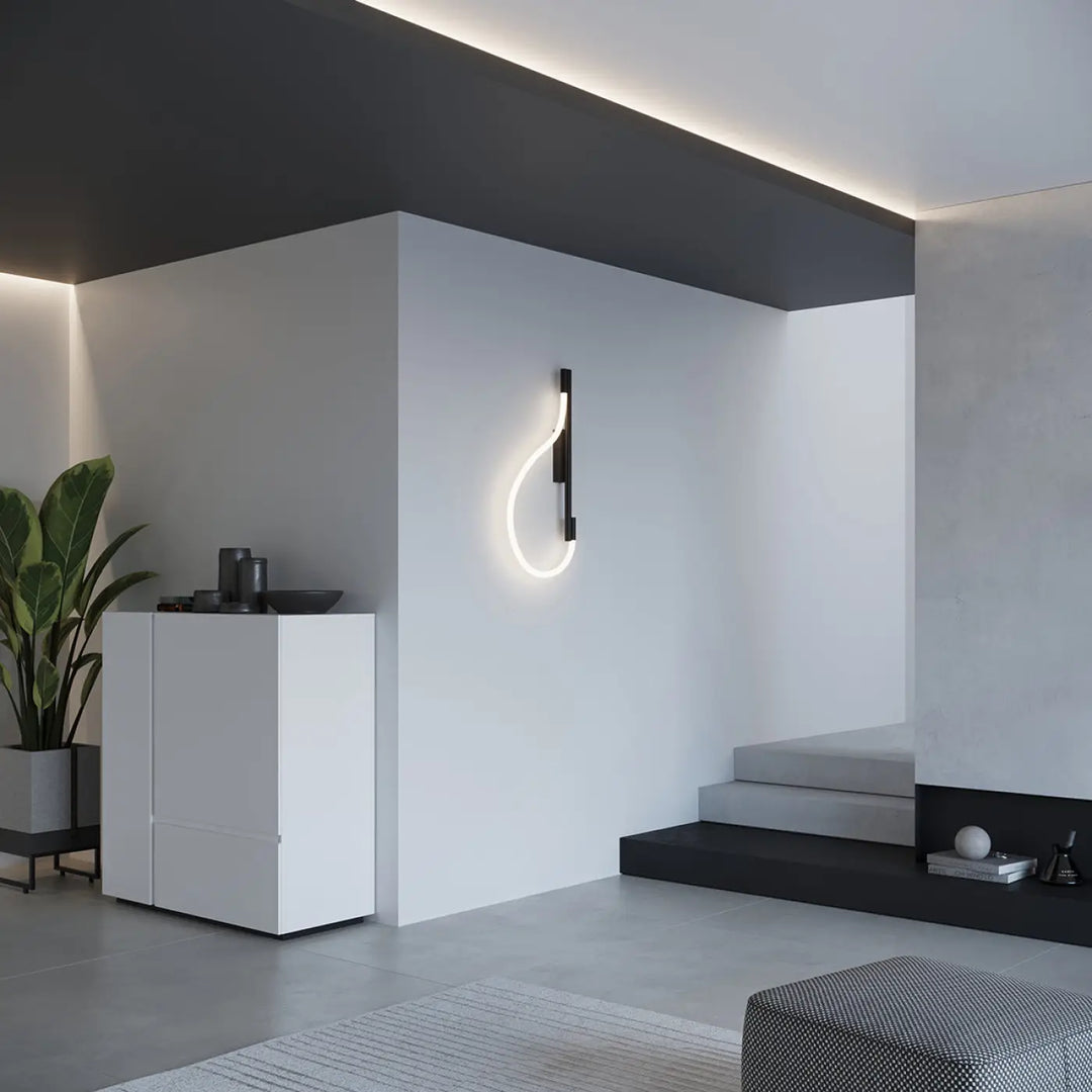 Applique galakse noir moderne avec lampe led courbe blanche lumineuse style classique minimaliste