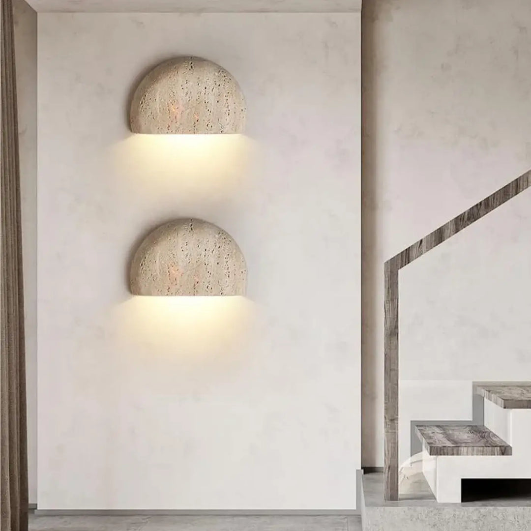 Applique murale LED en pierre en demi cercle

