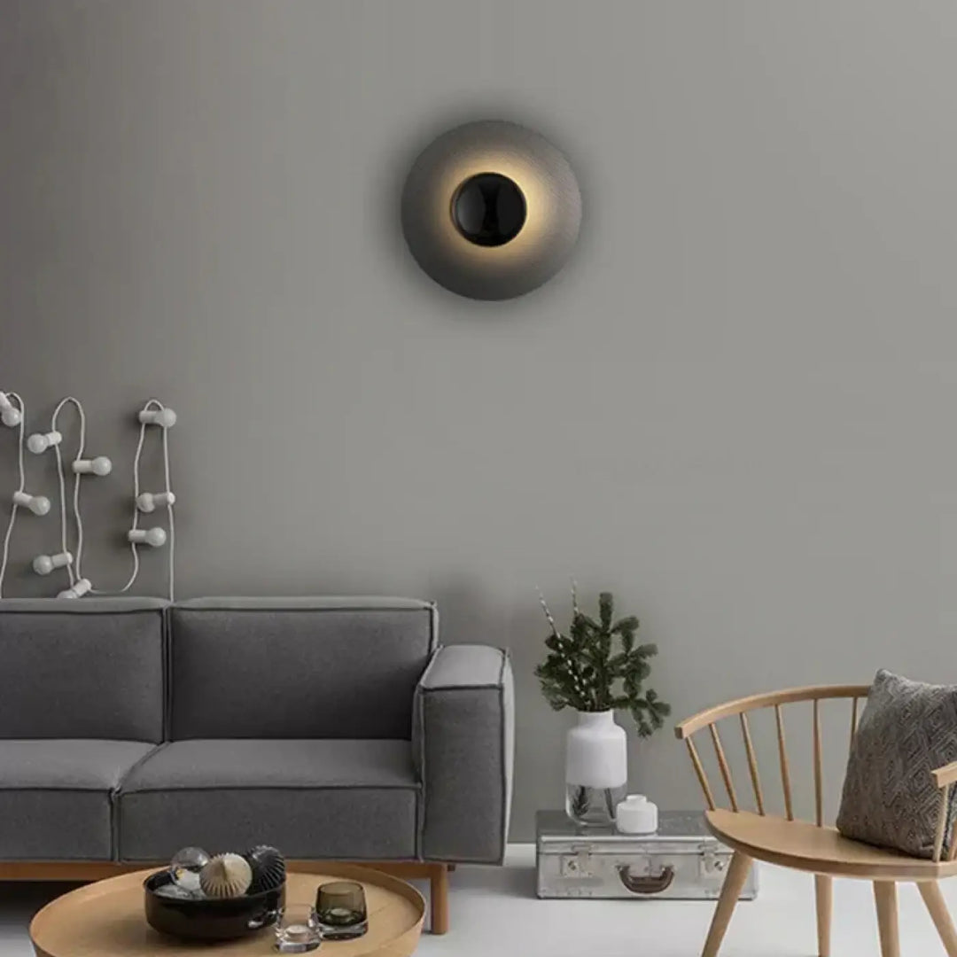 Applique Murale LED Ronde Au Design Scandinave Minimaliste Noir