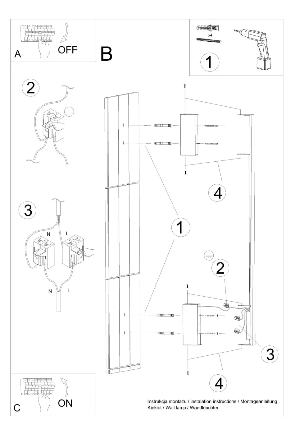 Schéma d'installation du luminaire