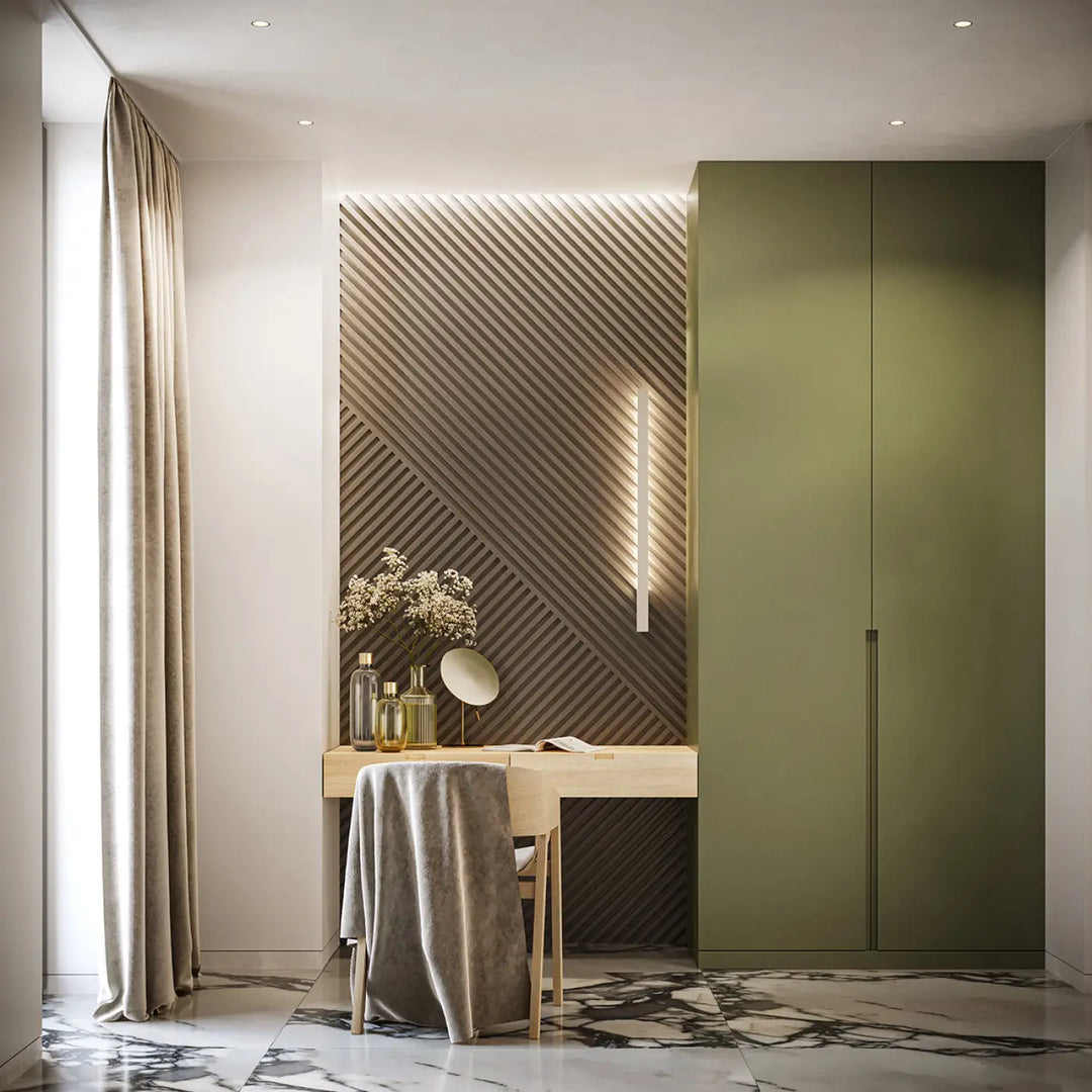 Applique murale lahti m 3000k blanc avec module led intégré et design moderne vert olive à poignées verticales élégantes