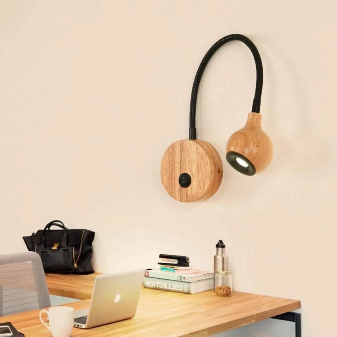 Applique Murale Avec Liseuse En Bois Noir Ou Blanc