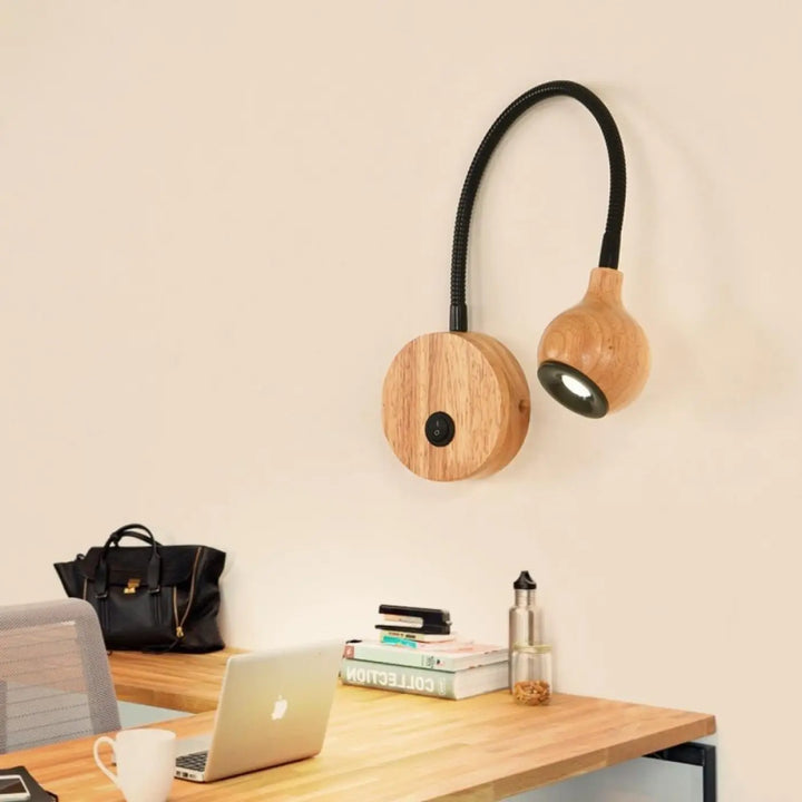 Applique Murale Avec Liseuse En Bois Noir Ou Blanc