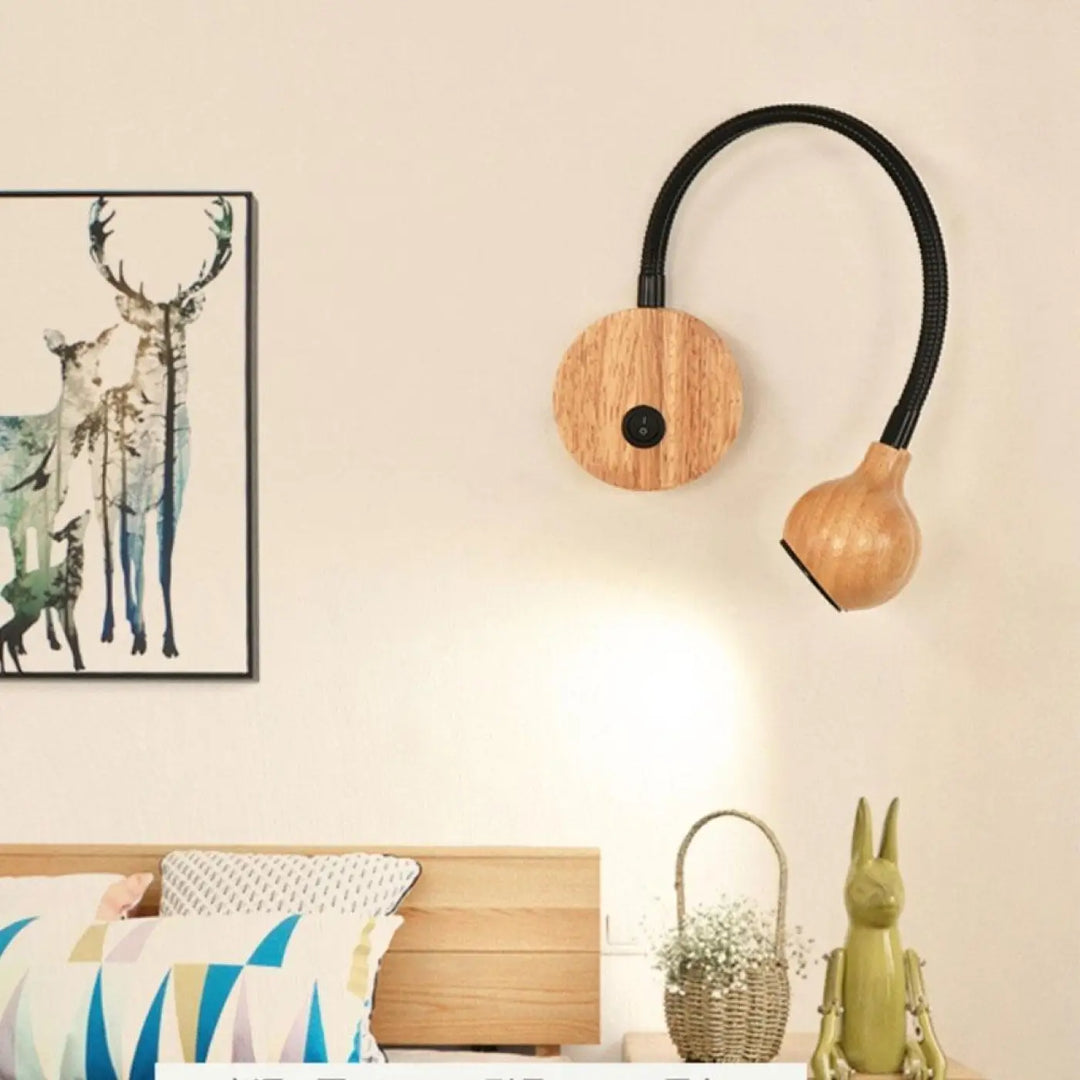 Applique Murale Avec Liseuse En Bois Noir Ou Blanc